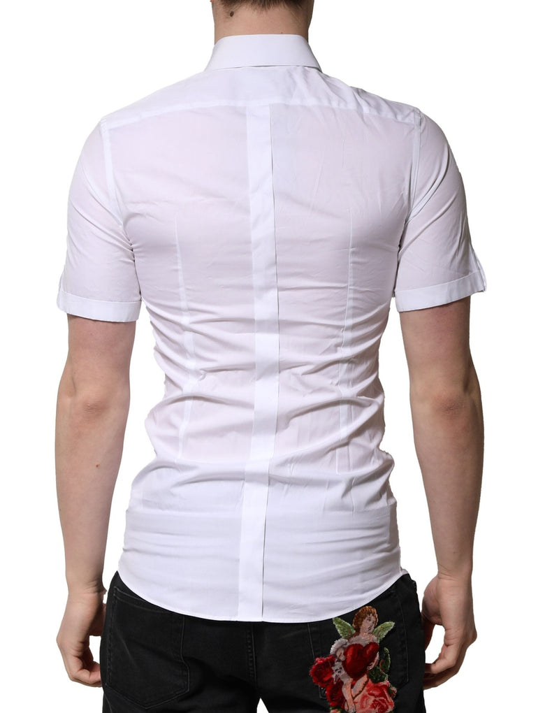 White Cotton Short Sleeves GOLD Casual Shirt Dolce & Gabbana