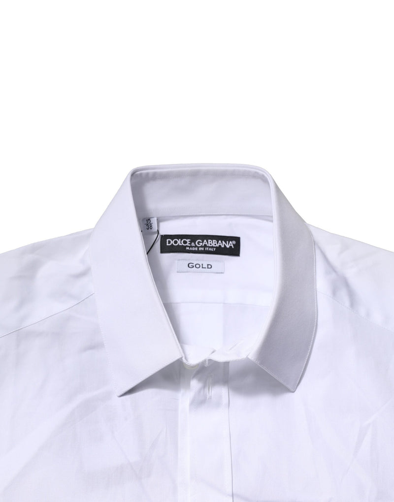 White Cotton Short Sleeves GOLD Casual Shirt Dolce & Gabbana