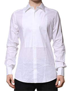 White Bib Cotton Poplin GOLD Men Formal Shirt Dolce & Gabbana