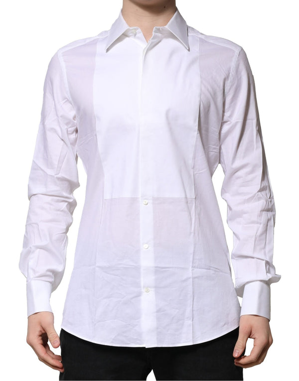 White Bib Cotton Poplin GOLD Men Formal Shirt Dolce & Gabbana