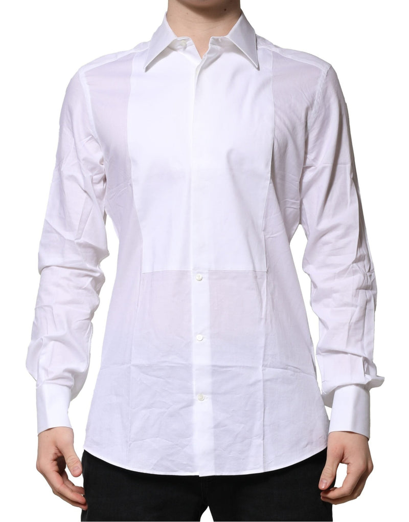 White Bib Cotton Poplin GOLD Men Formal Shirt Dolce & Gabbana
