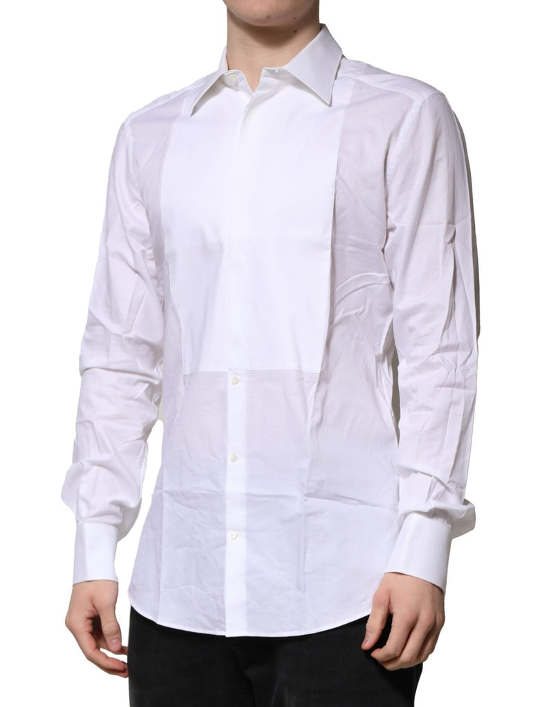 White Bib Cotton Poplin GOLD Men Formal Shirt Dolce & Gabbana