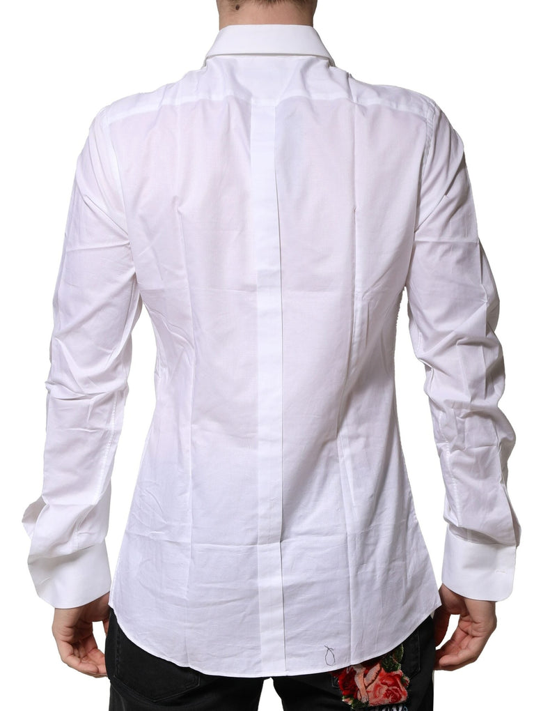 White Bib Cotton Poplin GOLD Men Formal Shirt Dolce & Gabbana