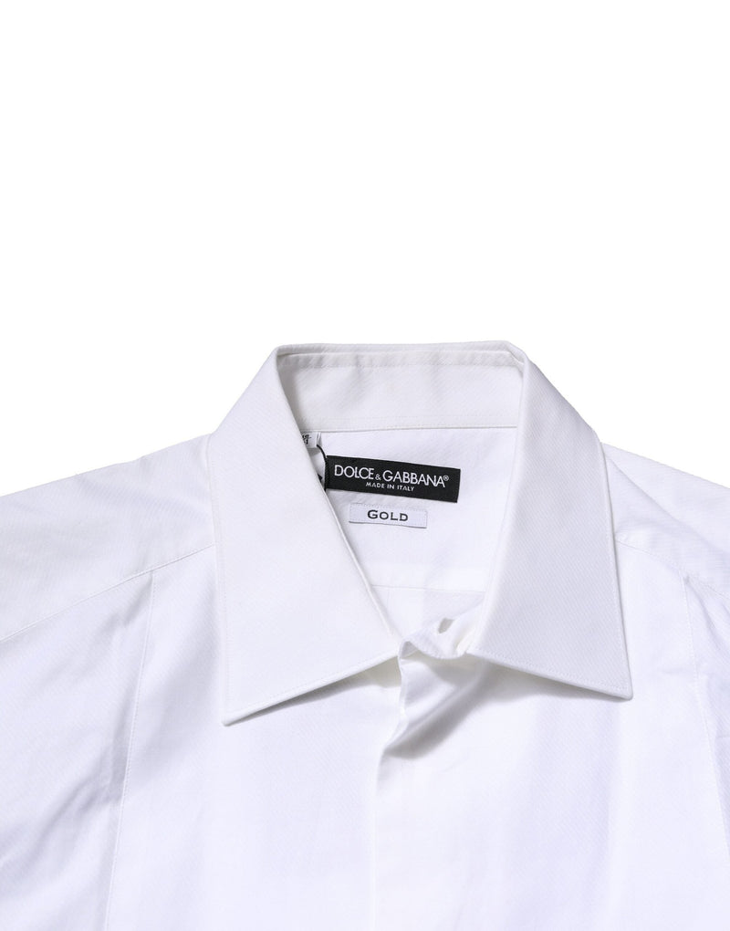 White Bib Cotton Poplin GOLD Men Formal Shirt Dolce & Gabbana