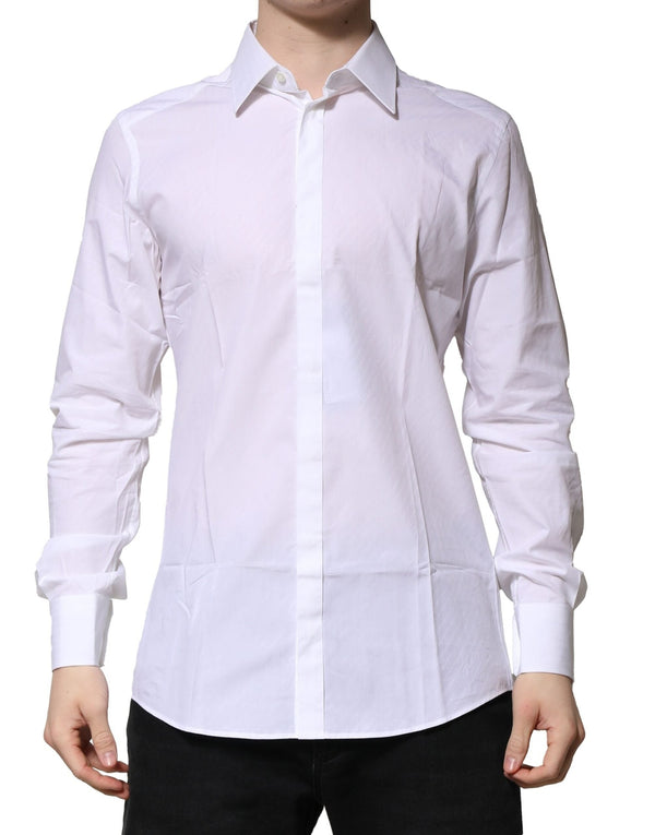 White GOLD Long Sleeves Men Dress Formal Shirt Dolce & Gabbana