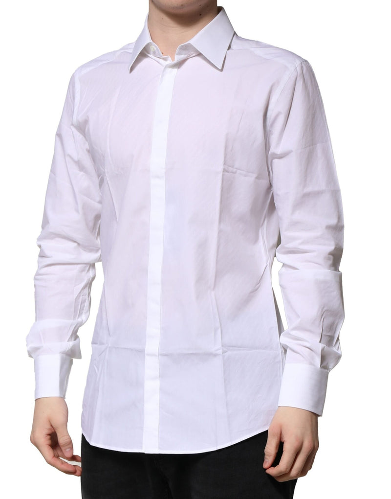 White GOLD Long Sleeves Men Dress Formal Shirt Dolce & Gabbana