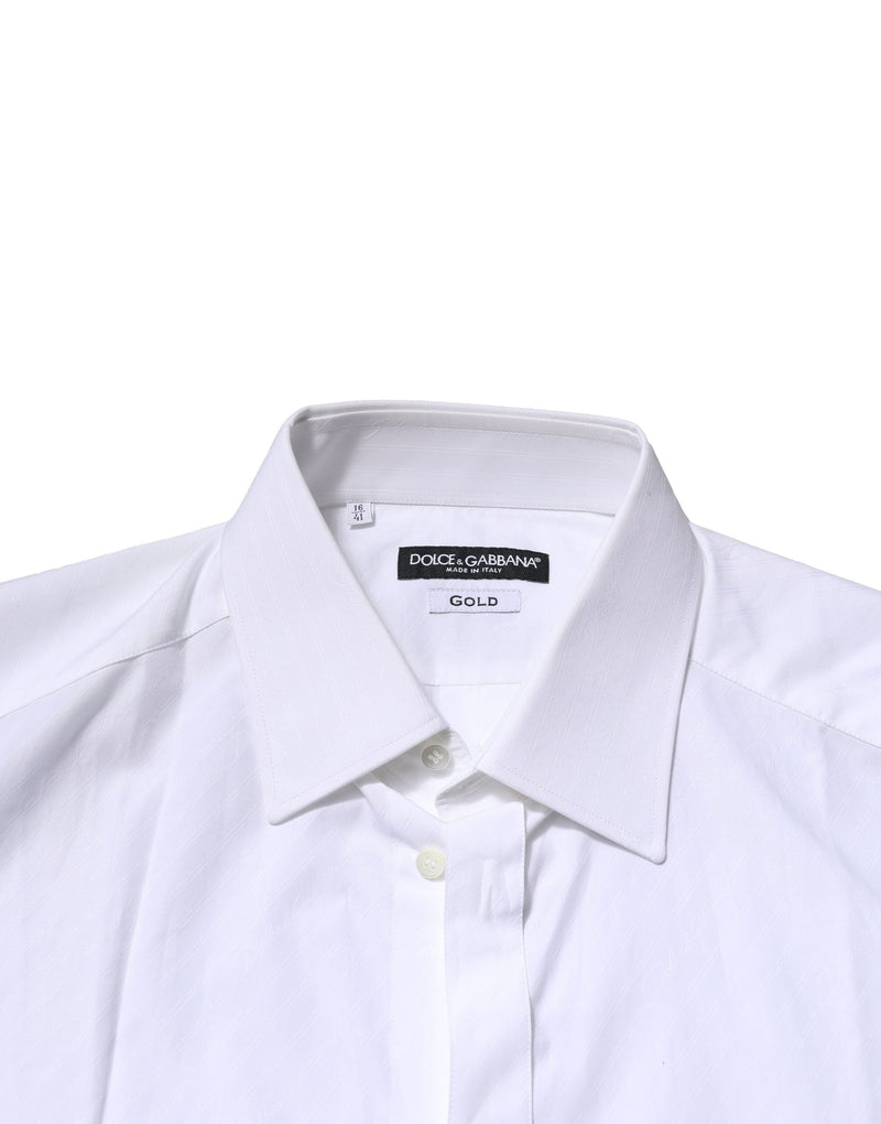 White GOLD Long Sleeves Men Dress Formal Shirt Dolce & Gabbana