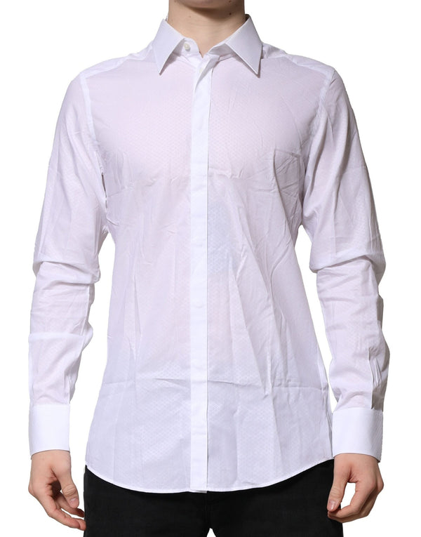 White MARTINI Long Sleeves Men Formal Shirt Dolce & Gabbana
