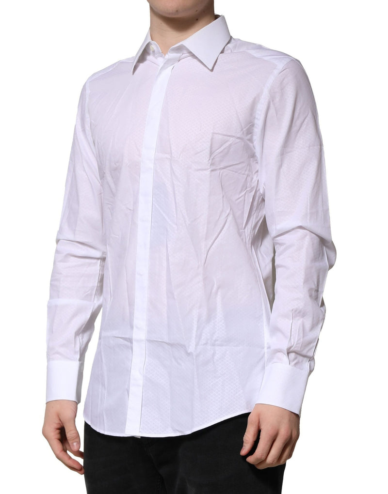 White MARTINI Long Sleeves Men Formal Shirt Dolce & Gabbana