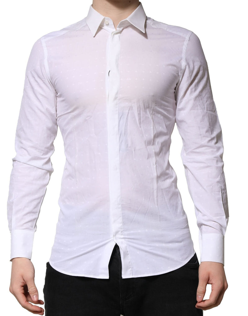 White GOLD Long Sleeves Dress Men Formal Shirt Dolce & Gabbana