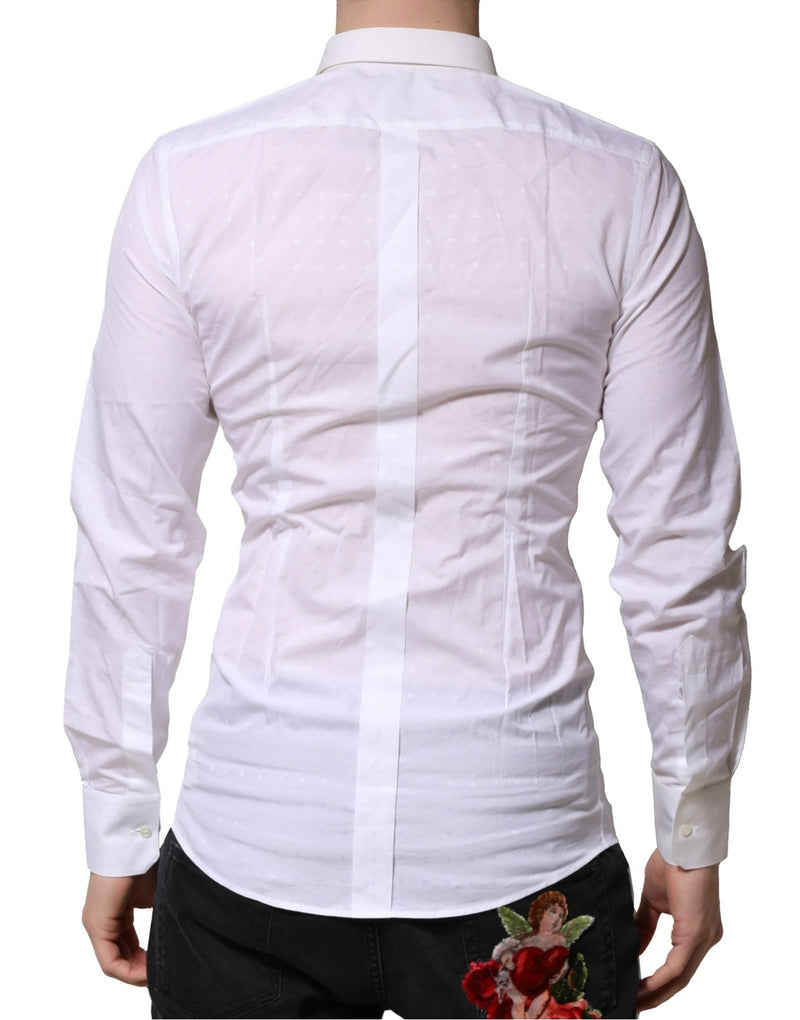 White GOLD Long Sleeves Dress Men Formal Shirt Dolce & Gabbana