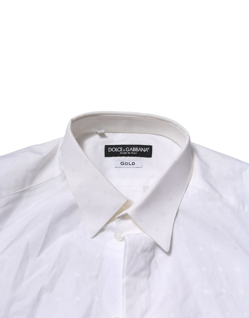 White GOLD Long Sleeves Dress Men Formal Shirt Dolce & Gabbana