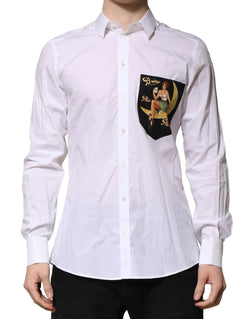 White MARTINI Long Sleeves Men Formal Shirt Dolce & Gabbana