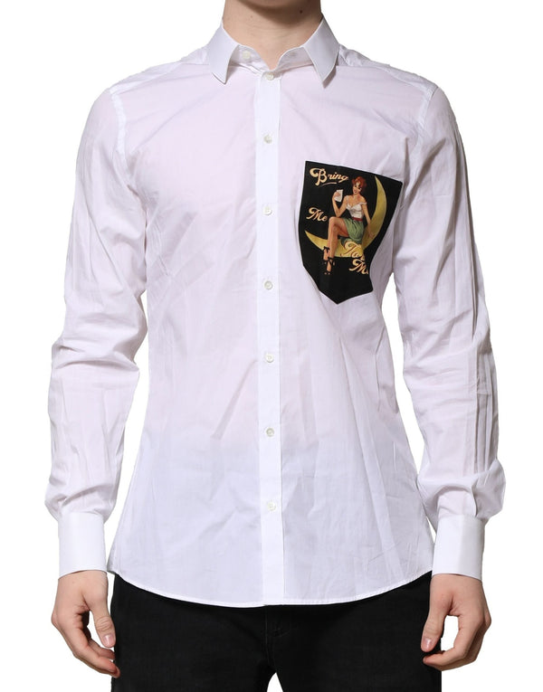 White MARTINI Long Sleeves Men Formal Shirt Dolce & Gabbana