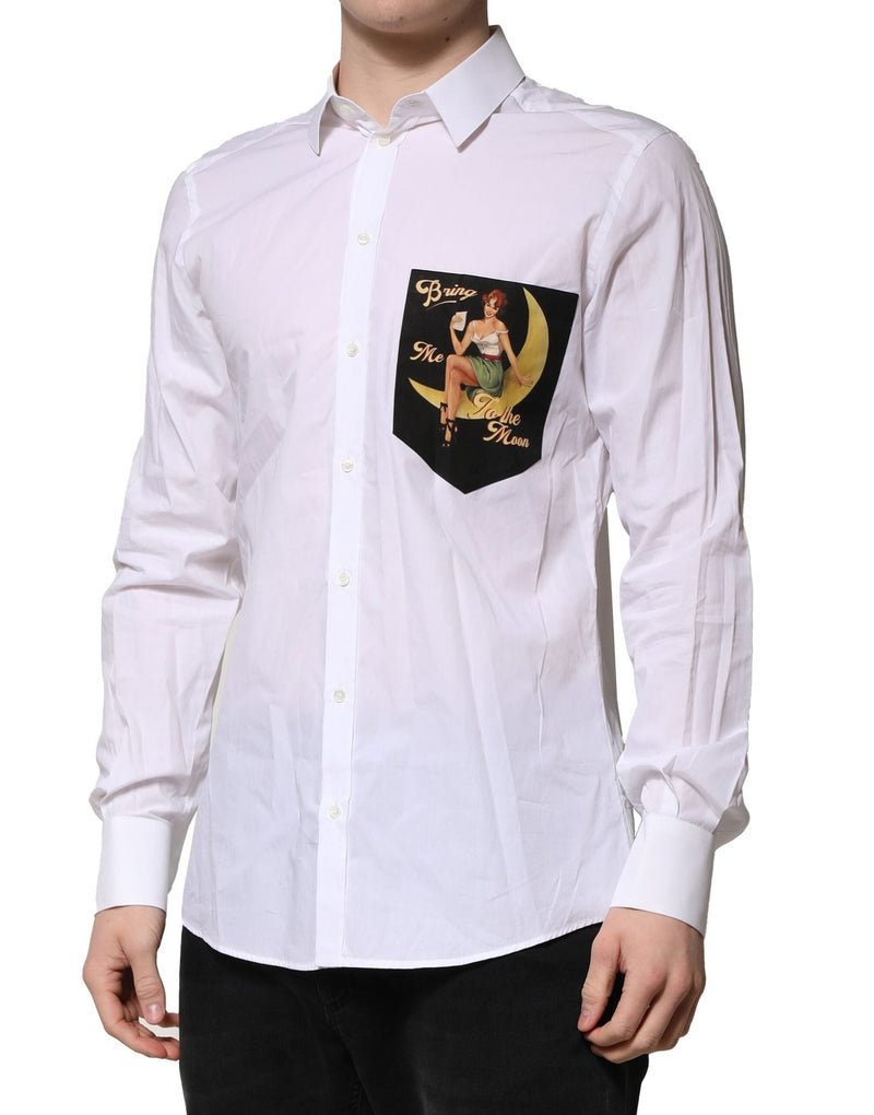 White MARTINI Long Sleeves Men Formal Shirt Dolce & Gabbana
