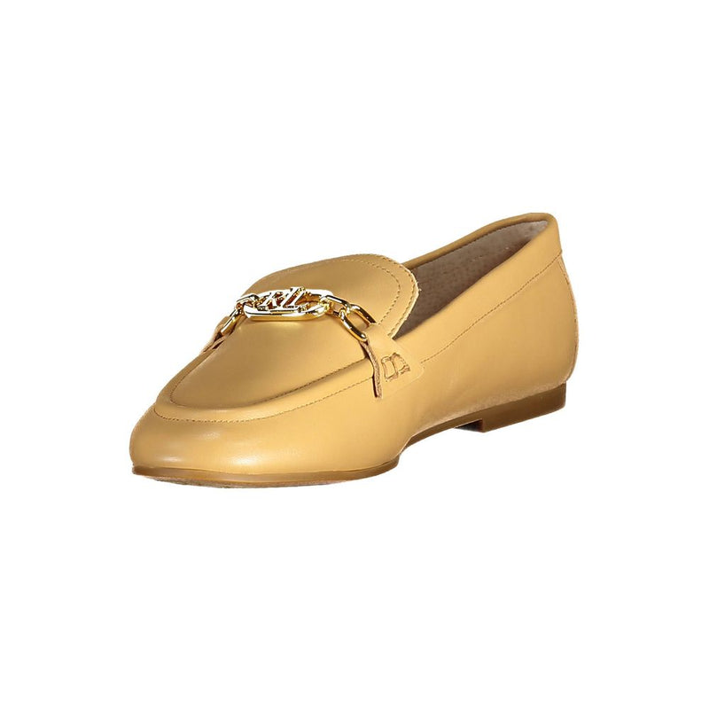 Beige Leather Flat Shoe Ralph Lauren