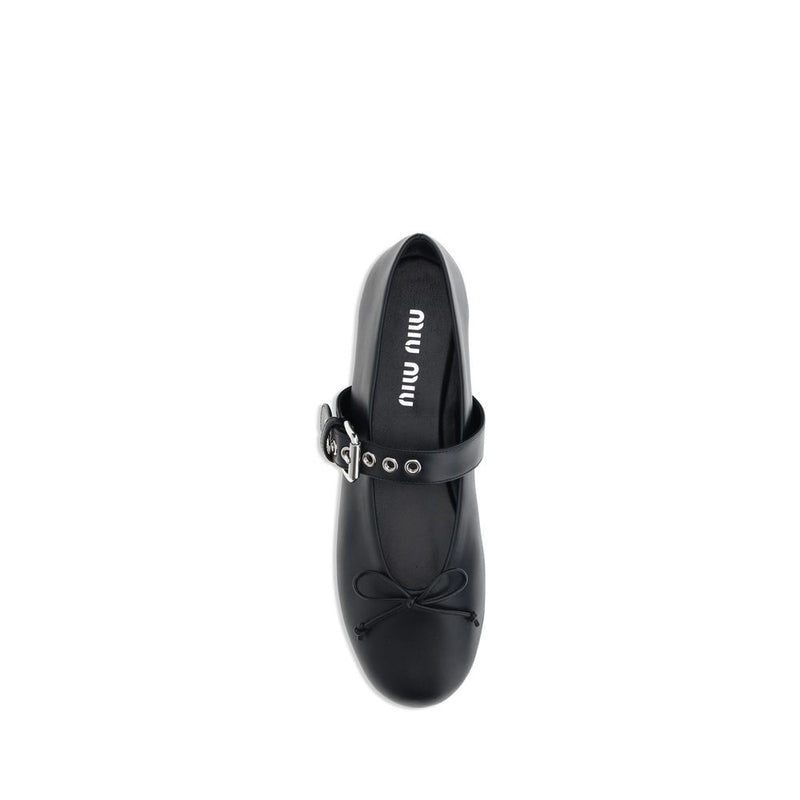 Leather Ballerinas Miu Miu