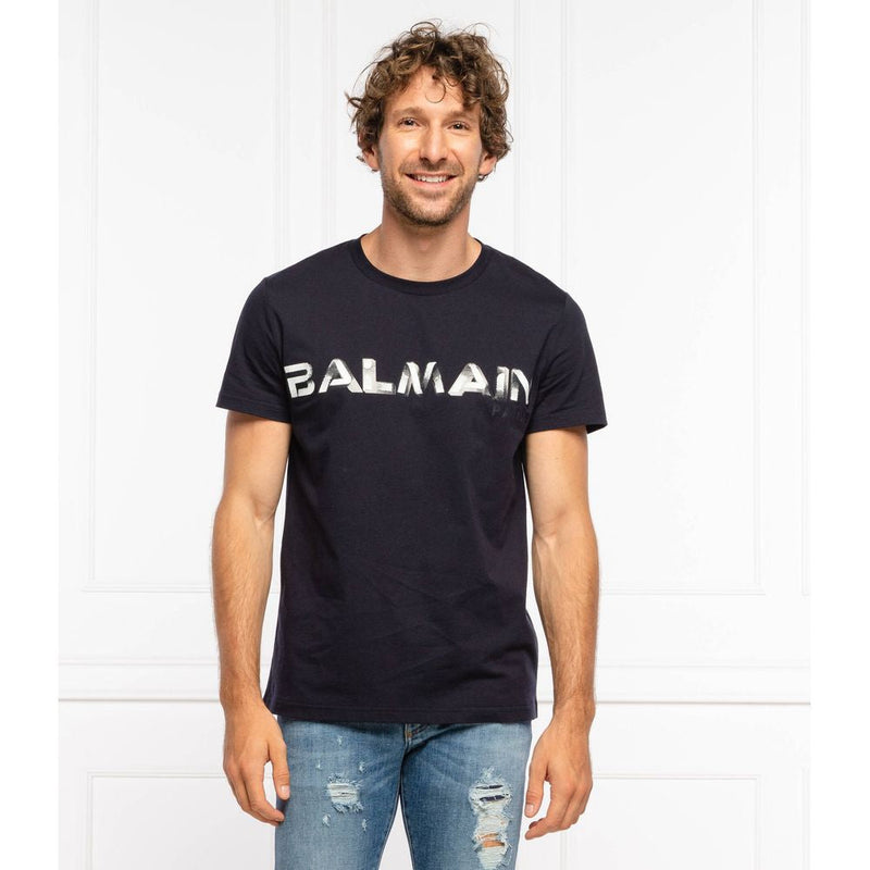 Blue Cotton T-Shirt Balmain
