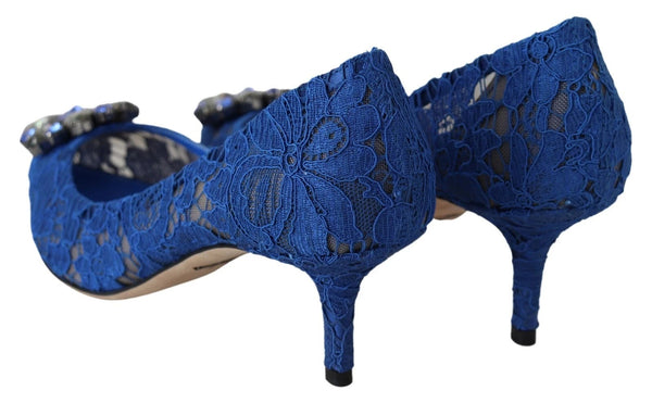 Blue Lace Crystal Ballet Pumps Shoes Dolce & Gabbana