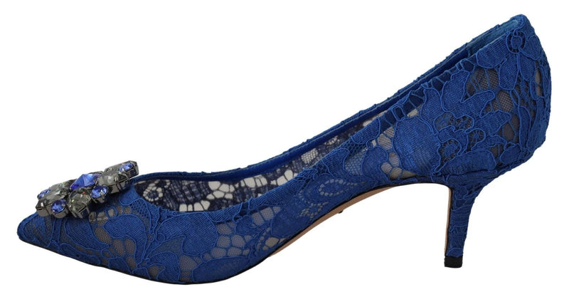 Blue Lace Crystal Ballet Pumps Shoes Dolce & Gabbana