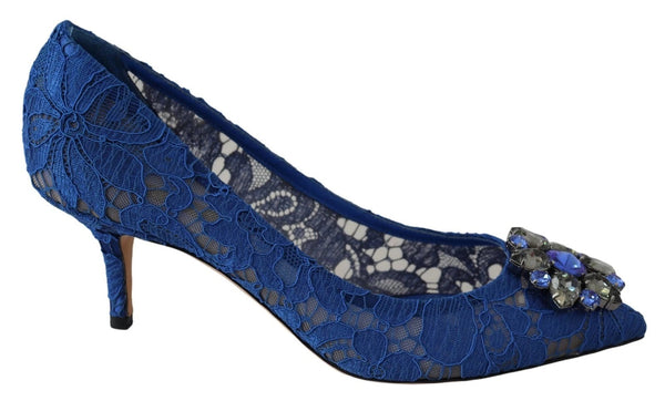 Blue Lace Crystal Ballet Pumps Shoes Dolce & Gabbana