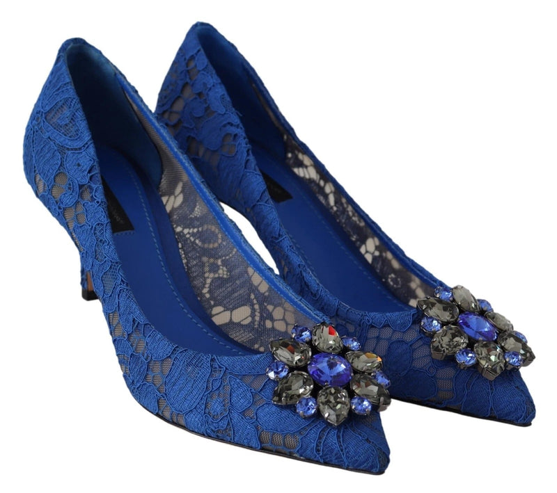 Blue Lace Crystal Ballet Pumps Shoes Dolce & Gabbana