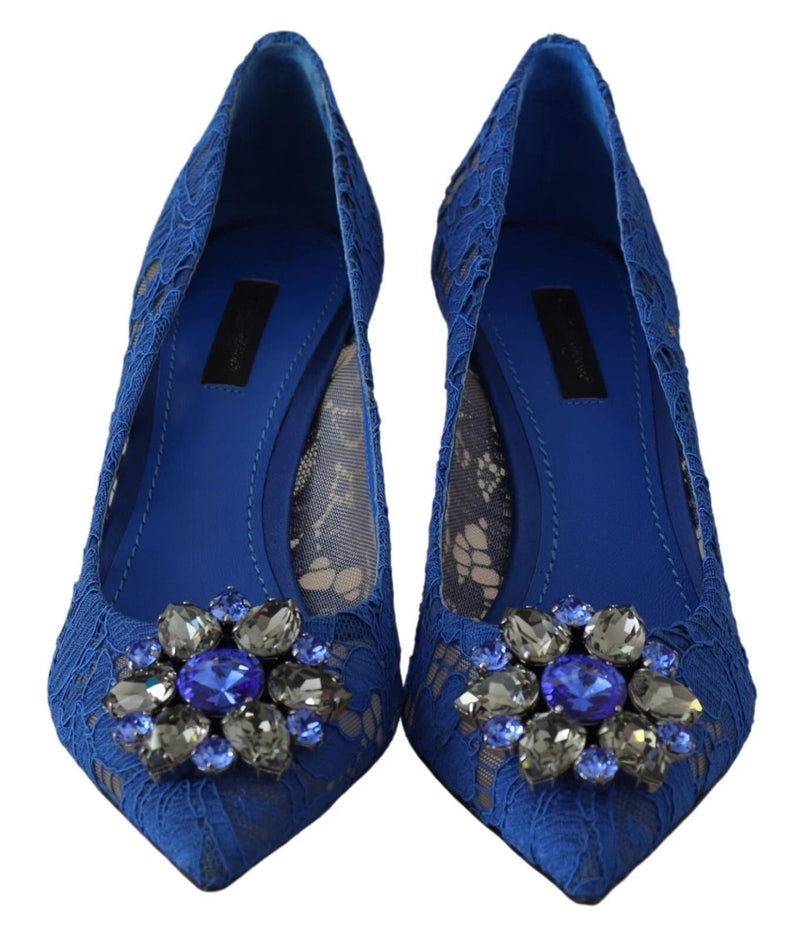 Blue Lace Crystal Ballet Pumps Shoes Dolce & Gabbana