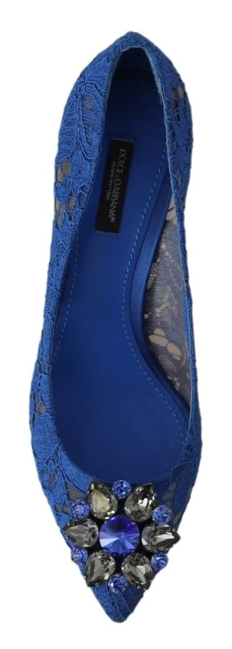 Blue Lace Crystal Ballet Pumps Shoes Dolce & Gabbana