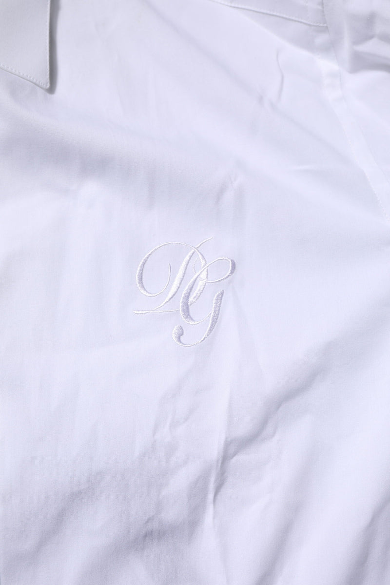 White Cotton GOLD Long Sleeves Formal Shirt Dolce & Gabbana