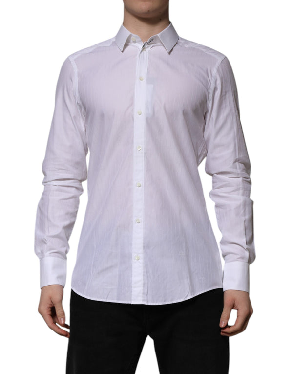 White Cotton MARTINI Long Sleeve Formal Shirt Dolce & Gabbana
