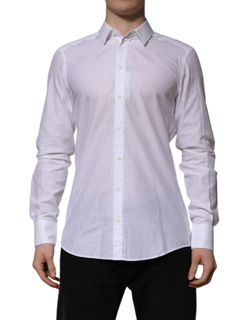 White Cotton MARTINI Long Sleeve Formal Shirt Dolce & Gabbana