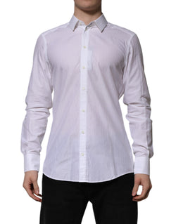 White Cotton MARTINI Long Sleeve Formal Shirt Dolce & Gabbana