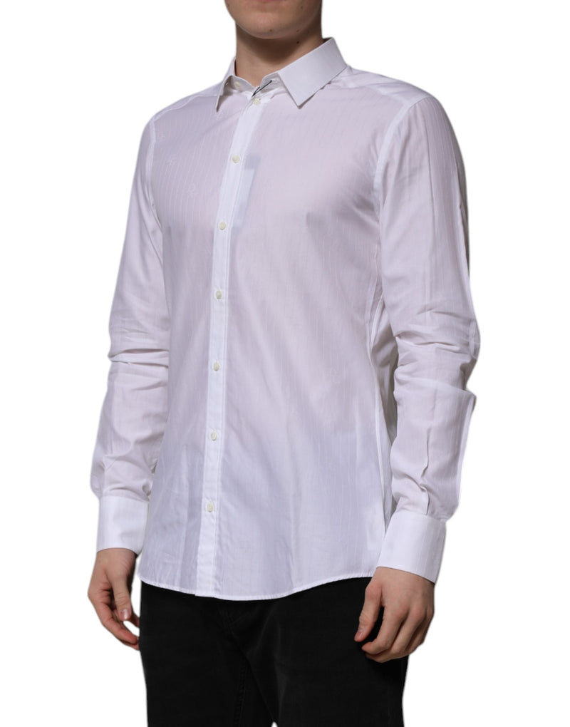 White Cotton MARTINI Long Sleeve Formal Shirt Dolce & Gabbana