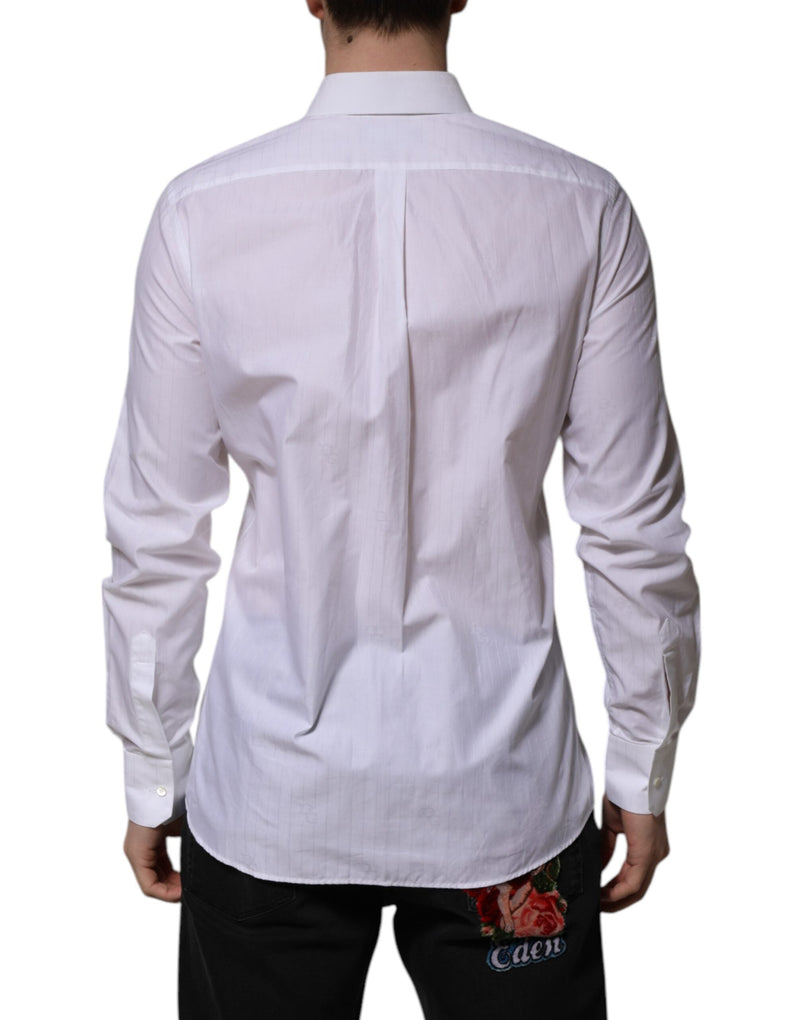 White Cotton MARTINI Long Sleeve Formal Shirt Dolce & Gabbana