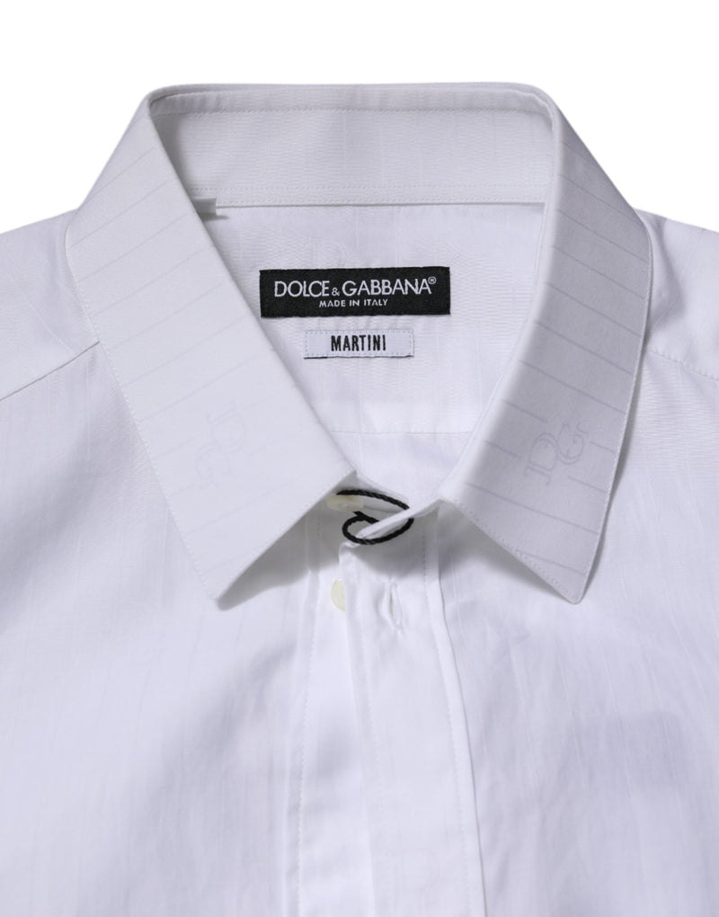 White Cotton MARTINI Long Sleeve Formal Shirt Dolce & Gabbana