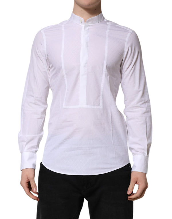 White Cotton Slim Long Sleeves Formal Shirt Dolce & Gabbana