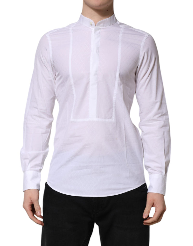 White Cotton Slim Long Sleeves Formal Shirt Dolce & Gabbana
