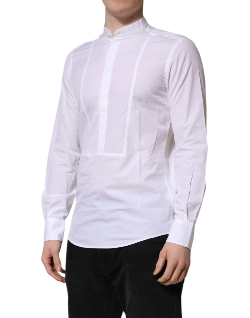 White Cotton Slim Long Sleeves Formal Shirt Dolce & Gabbana