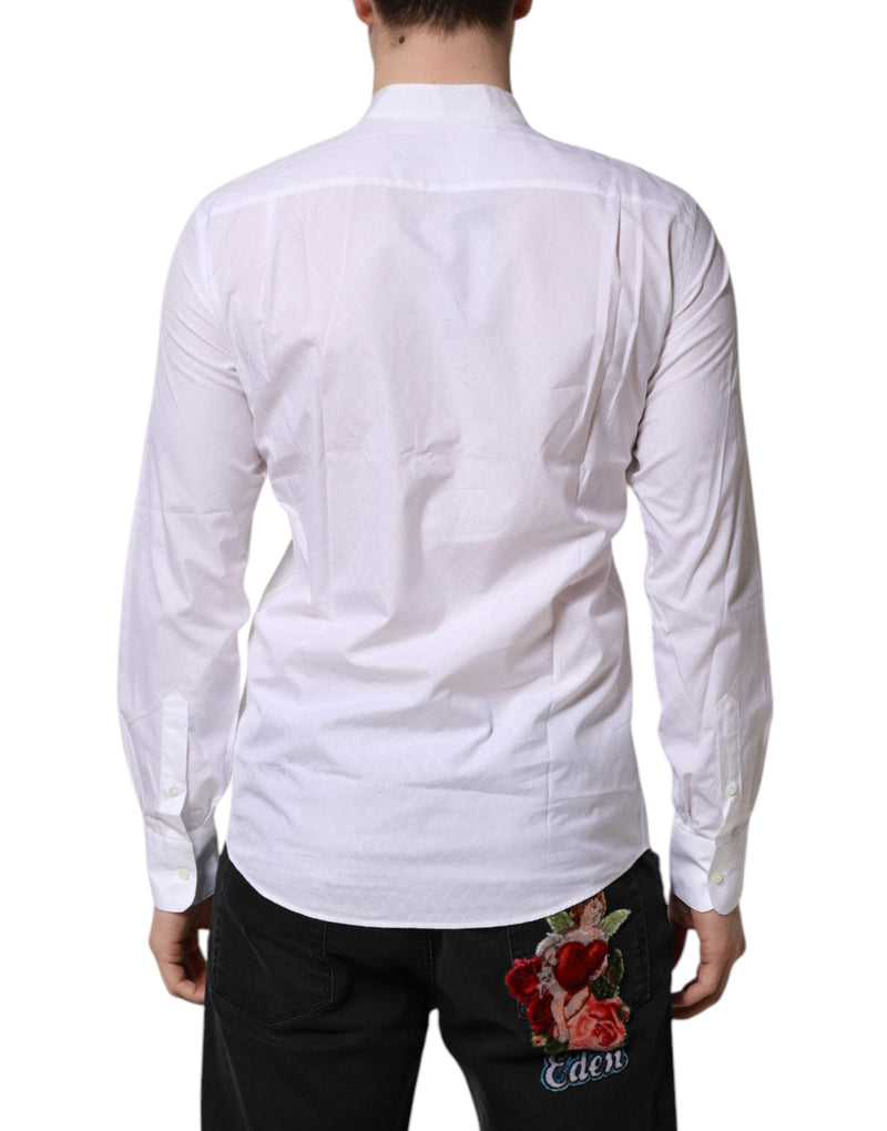 White Cotton Slim Long Sleeves Formal Shirt Dolce & Gabbana