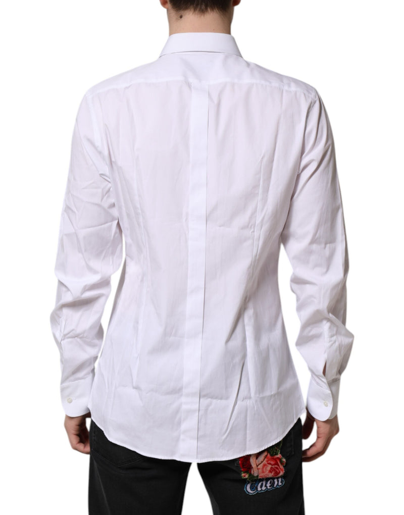 White Silk Bib Poplin GOLD Men Formal Shirt Dolce & Gabbana