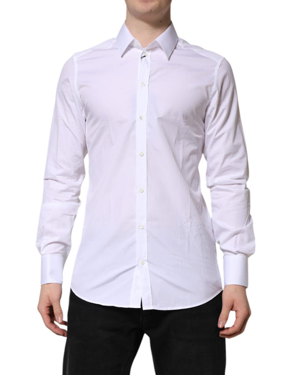 White GOLD Long Sleeves Dress Formal Shirt Dolce & Gabbana