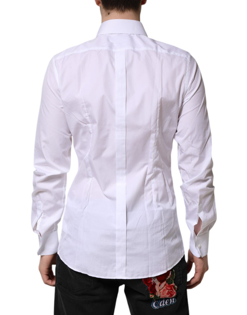 White GOLD Long Sleeves Dress Formal Shirt Dolce & Gabbana