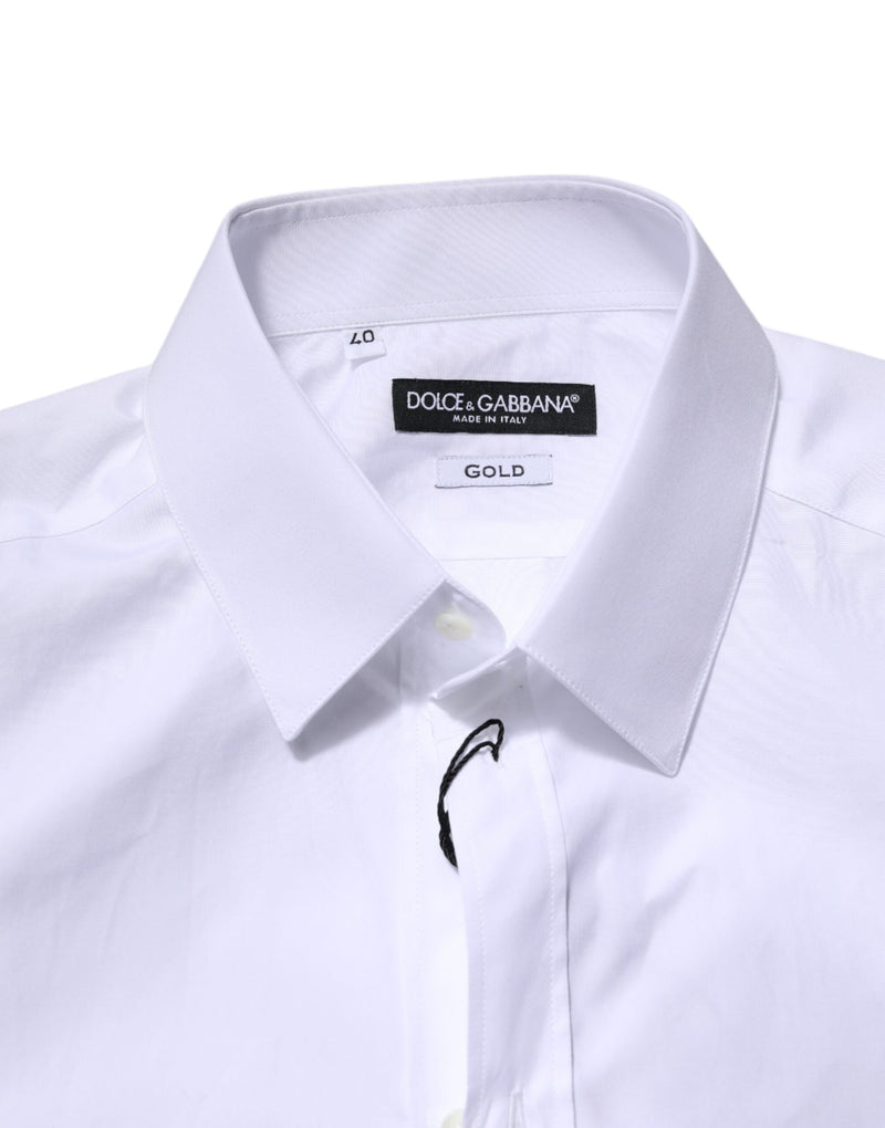 White GOLD Long Sleeves Dress Formal Shirt Dolce & Gabbana