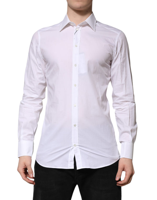 White GOLD Long Sleeves Dress Men Formal Shirt Dolce & Gabbana