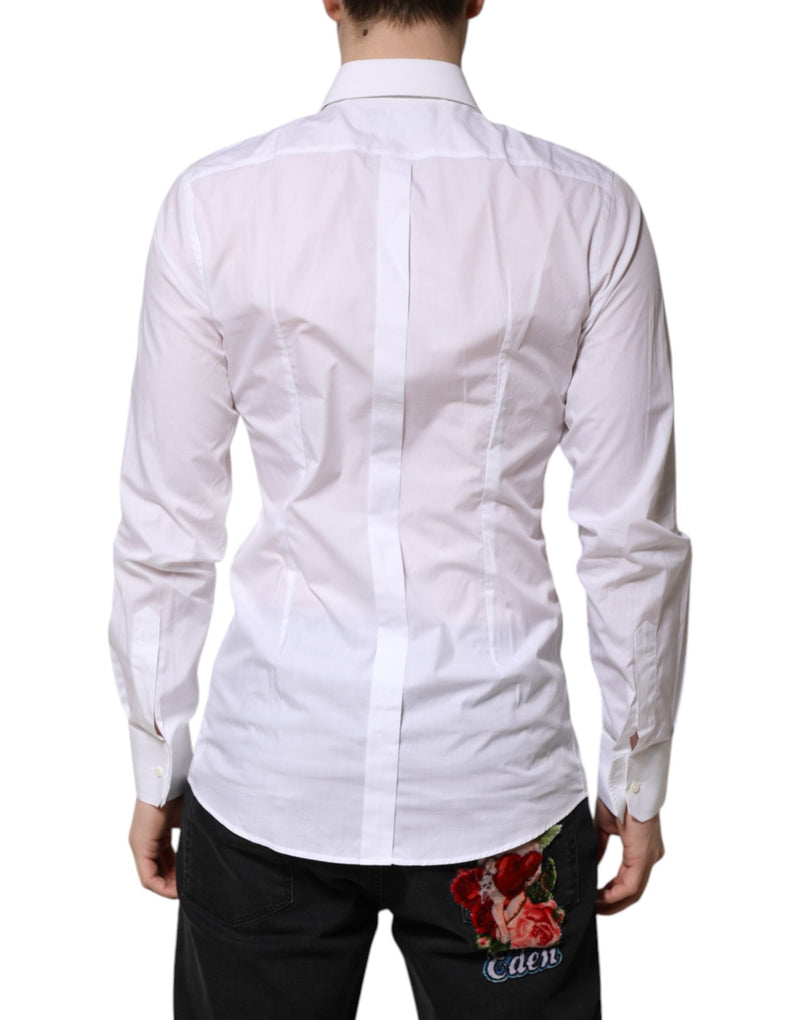 White GOLD Long Sleeves Dress Men Formal Shirt Dolce & Gabbana