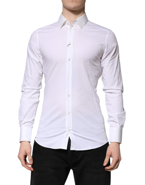 White GOLD Long Sleeves Dress Formal Shirt Dolce & Gabbana
