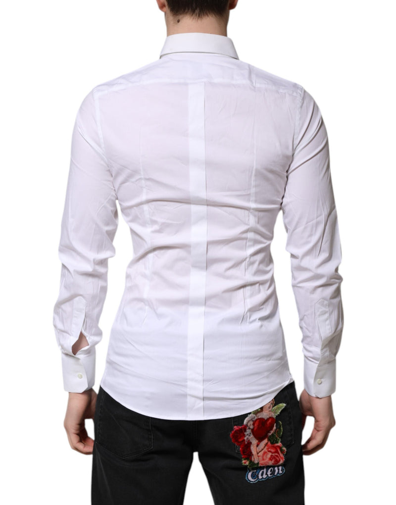 White GOLD Long Sleeves Dress Formal Shirt Dolce & Gabbana