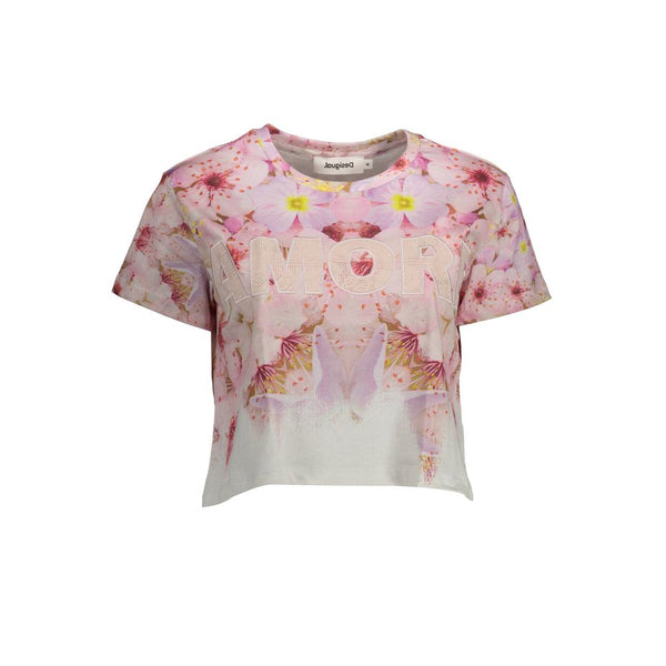 Pink Cotton Women Top Desigual