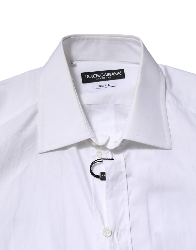 White GOLD Long Sleeves Dress Formal Shirt Dolce & Gabbana