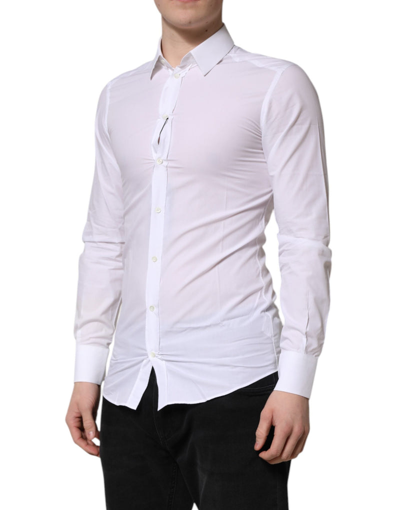 White GOLD Long Sleeves Dress Men Formal Shirt Dolce & Gabbana